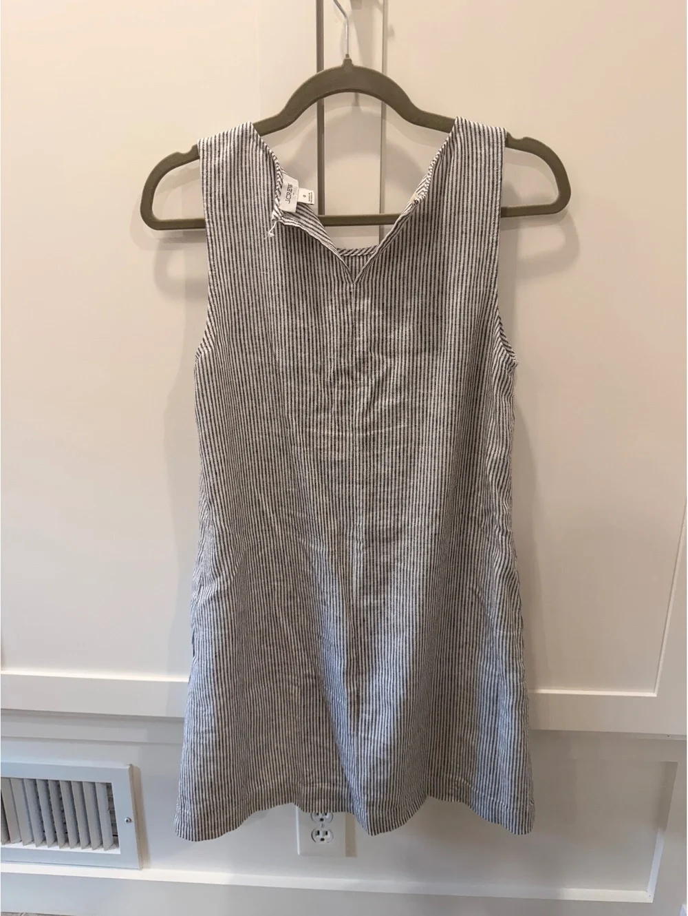 J.Crew navy and white linen shift dress size 0